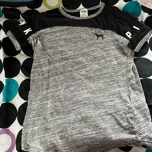 victoria secret pink top with mesh sleeves size small